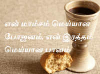 என் மாம்சம் மெய்யான போஜனம், என் இரத்தம் மெய்யான பானம்.