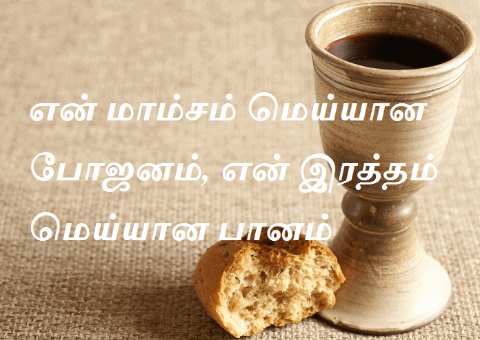 என் மாம்சம் மெய்யான போஜனம், என் இரத்தம் மெய்யான பானம்.