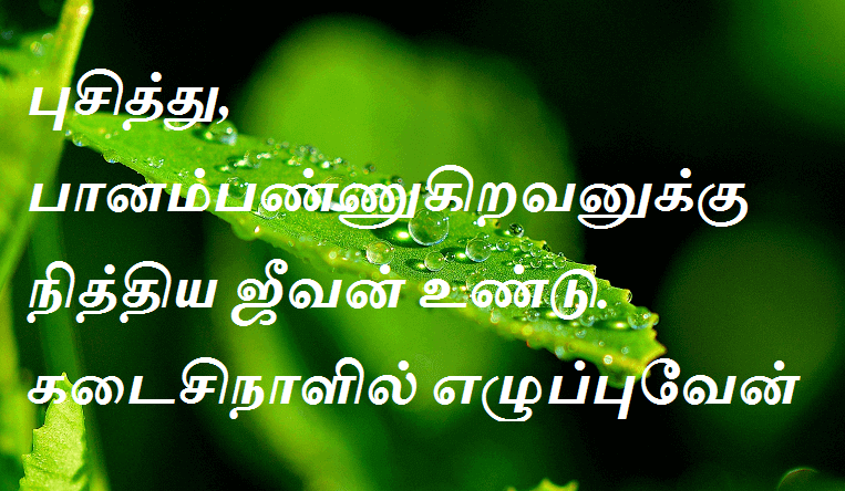 புசித்து, பானம்பண்ணுகிறவனுக்கு நித்திய ஜீவன் உண்டு. கடைசிநாளில் எழுப்புவேன்