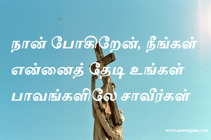 நான் போகிறேன், நீங்கள் என்னைத் தேடி உங்கள் பாவங்களிலே சாவீர்கள்