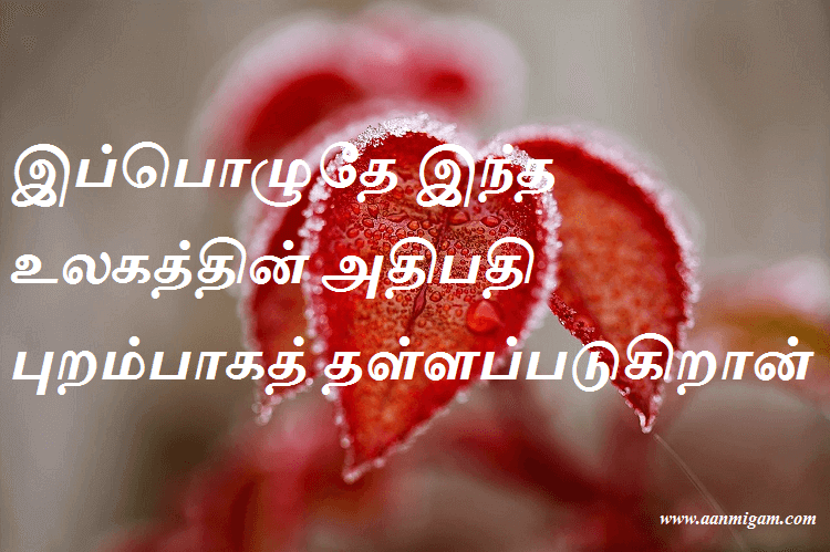 இப்பொழுதே இந்த உலகத்தின் அதிபதி புறம்பாகத் தள்ளப்படுகிறான்
