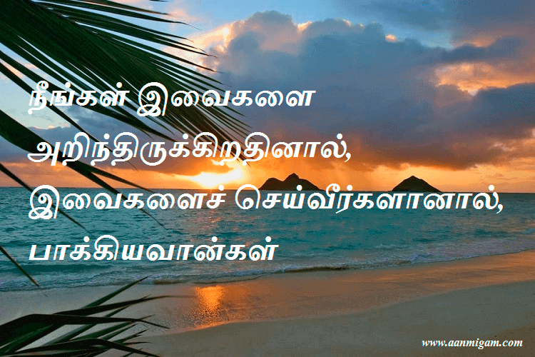 நீங்கள் இவைகளை அறிந்திருக்கிறதினால், இவைகளைச் செய்வீர்களானால், பாக்கியவான்கள்