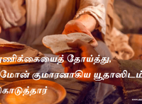 துணிக்கையைத் தோய்த்து, சீமோன் குமாரனாகிய யூதாஸிடம் கொடுத்தார்