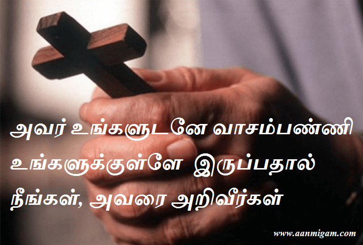 அவர் உங்களுடனே வாசம்பண்ணி உங்களுக்குள்ளே இருப்பதால் நீங்கள், அவரை அறிவீர்கள்