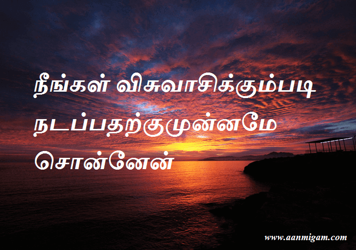 நீங்கள் விசுவாசிக்கும்படி நடப்பதற்குமுன்னமே சொன்னேன்