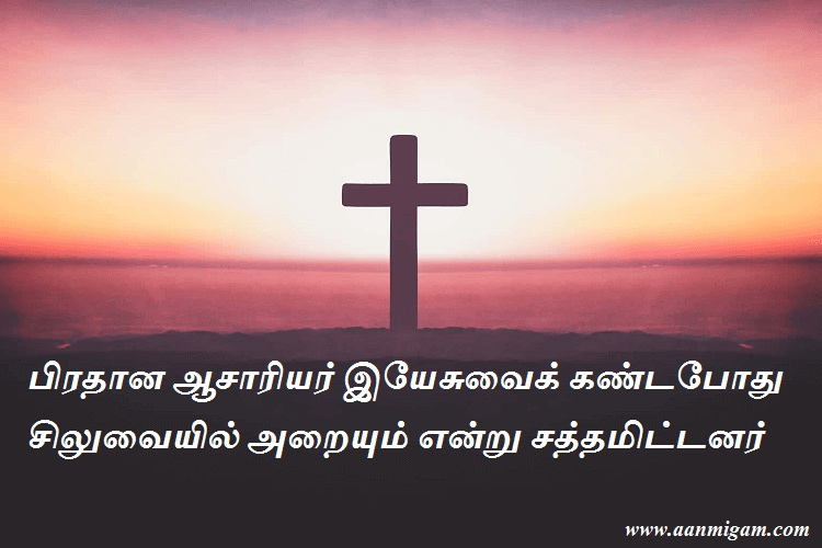 பிரதான ஆசாரியர் இயேசுவைக் கண்டபோது சிலுவையில் அறையும் என்று சத்தமிட்டனர்.