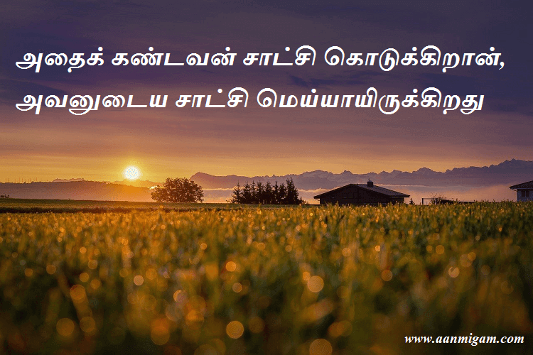 அதைக் கண்டவன் சாட்சி கொடுக்கிறான், அவனுடைய சாட்சி மெய்யாயிருக்கிறது