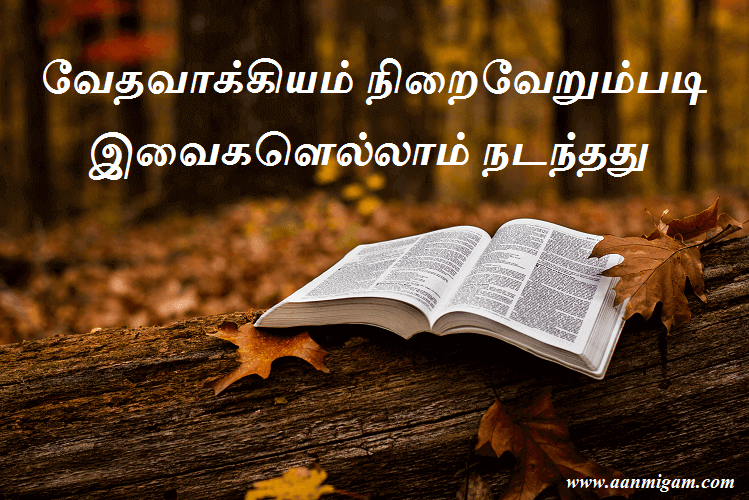 வேதவாக்கியம் நிறைவேறும்படி இவைகளெல்லாம் நடந்தது
