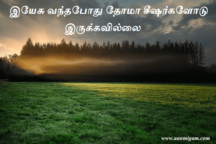 இயேசு வந்தபோது தோமா சீஷர்களோடு இருக்கவில்லை.