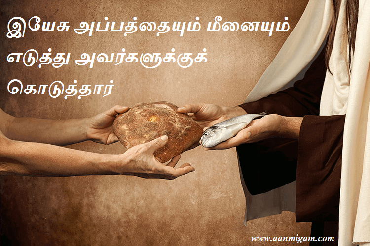 இயேசு அப்பத்தையும் மீனையும் எடுத்து அவர்களுக்குக் கொடுத்தார்
