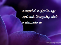 கரையில் வந்தபோது அப்பம், நெருப்பு, மீன் கண்டார்கள்